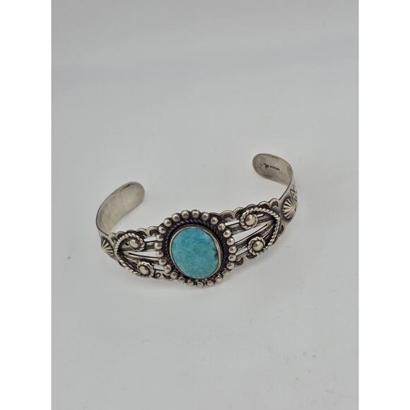 VINTAGE FRED HARVEY NATIVE AMERICAN TURQUOISE CUFF BRACELET - Picture 15 of 16